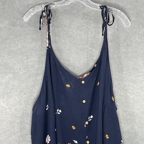Maurices Tank Top Women 4X Blue Floral Bloom Tie Strap V-Neck Lightweight NEW - Picture 4 of 15